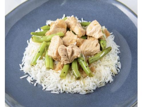 Chicken Satay With Rice & Green Beans - 350g