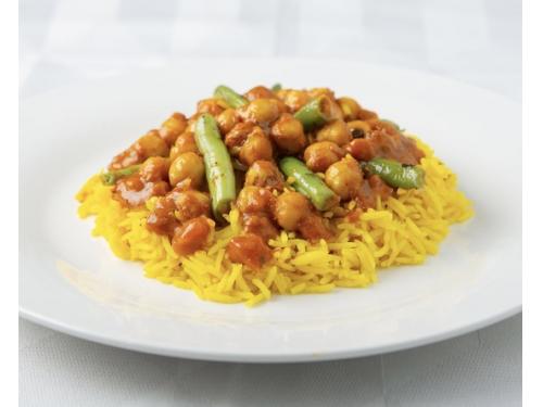 Mild Chickpea Curry With Curried Rice & Green Beans - 400g