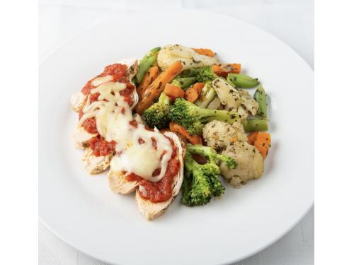 Large Oven Baked Chicken Parmigiana with Stir Fry Vegetables - 500g