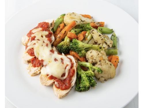 Oven Baked Chicken Parmigiana With Stir Fry Vegetables - 350g