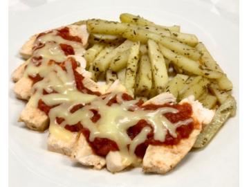 Large Chicken Parmigiana with Oven Baked Potato Fries - 500g