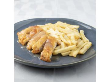 (NEW) Large Crumbed Chicken Schnitzel with Potato Fries - 450g